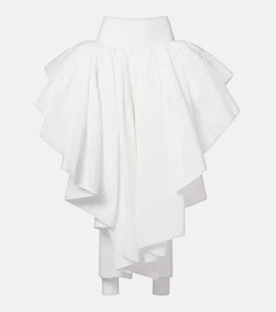 Alaïa Draped Asymmetric Midi Skirt In White