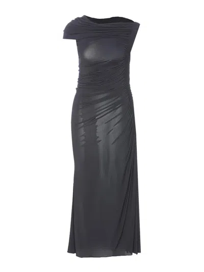 ALAÏA DRAPED ASYMMETRICAL DRESS