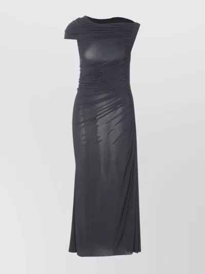ALAÏA DRAPED ASYMMETRICAL KNEE LENGTH DRESS