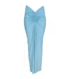 Alaïa Draped Bodycon Maxi Dress In Blue