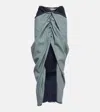 Alaïa Draped Denim Midi Skirt In Blue
