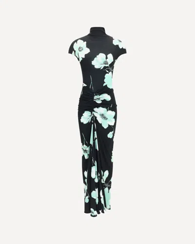 Alaïa Draped Floral Print Dress In Multi