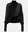 Alaïa Georgette Cape-detail Blouse In Blue