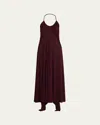 Alaïa Burgundy Jersey Long Cross Dress