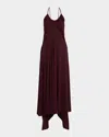 Alaïa Draped Halter Backless Gown In Red