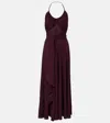 Alaïa Long Burgundy Draped Jersey Dress In Purple