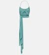 Alaïa Draped Halterneck Top In Blue