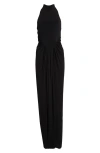 Alaïa Halterneck Draped Gown In Noir