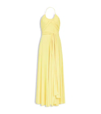 Alaïa Draped Jersey Halterneck Maxi Dress In Yellow