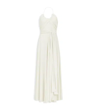 Alaïa Draped Jersey Halterneck Maxi Dress In White
