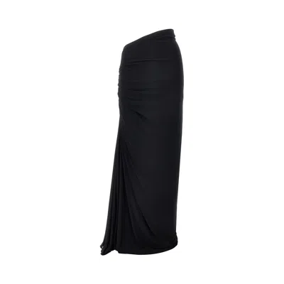ALAÏA DRAPED JERSEY LONG SKIRT