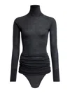 Alaïa Draped Knitted Bodysuit In Nude & Neutrals