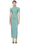 Alaïa Womens Bleu Ocean Draped High-neck Stretch-woven Maxi Dress In Blue