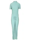 Alaïa Womens Bleu Ocean Draped High-neck Stretch-woven Maxi Dress In Blue
