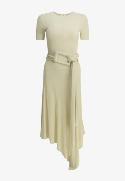 Alaïa Draped Midi Dress In White