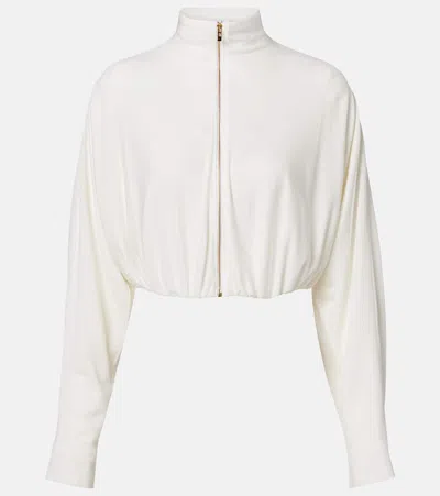 Alaïa Draped Mockneck Jersey Jacket In White