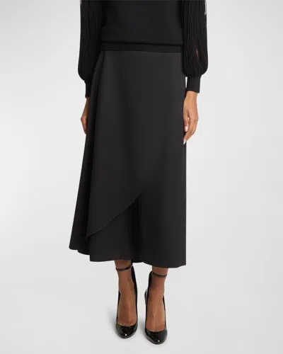 Alaïa Draped Skirt Wool Pants In Black
