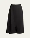 Alaïa Draped Skirt Wool Pants In Noir Alaia
