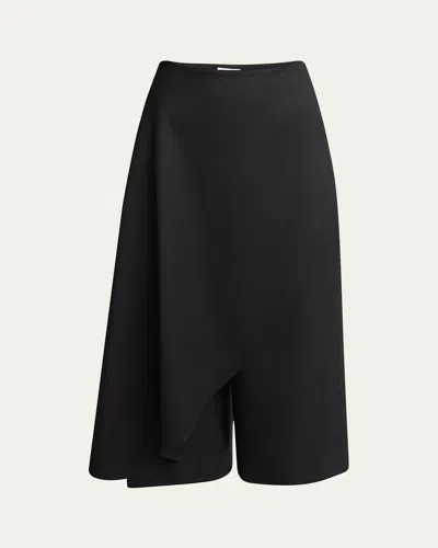 Alaïa Draped Skirt Wool Pants In Noir Alaia