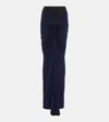 Alaïa Draped Stretch Jersey Maxi Skirt In Blue