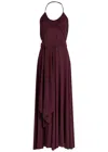 Alaïa Long Burgundy Draped Jersey Dress
