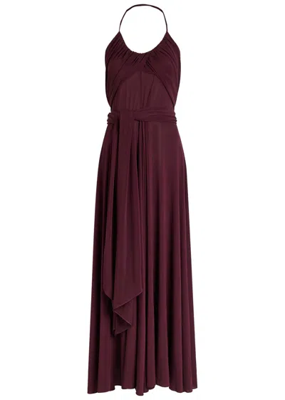 Alaïa Draped Stretch-mesh Maxi Dress