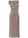 Alaïa Asymmetric Ruched Off-shoulder Midi Dress