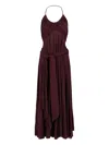 Alaïa Long Burgundy Draped Jersey Dress