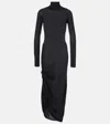 Alaïa Ruched Midi Dress In Black