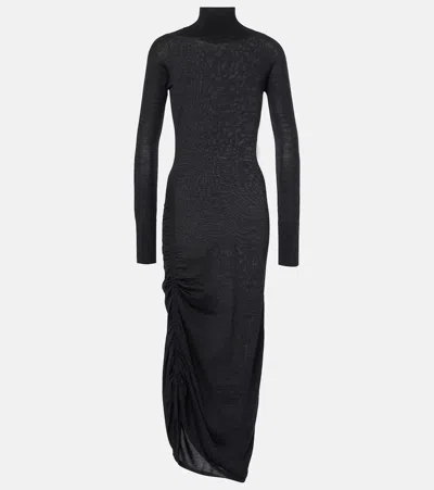 Alaïa Ruched Midi Dress In Black