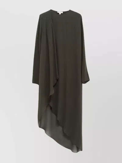 Alaïa Draped Wrap Dress Asymmetric Hem In Green