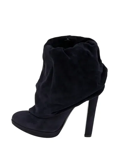 Pre-owned Alaïa Draped-suede Ankle Boots In Blue