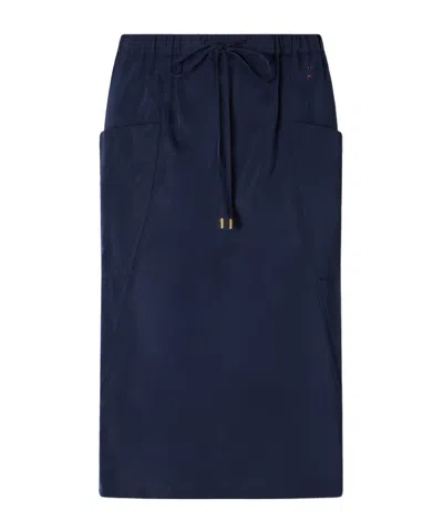 Alaïa Drawstring Shell Skirt In Blue