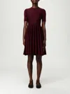 Alaïa Alaia Flared Dress With Short Sleeves In Burgundy