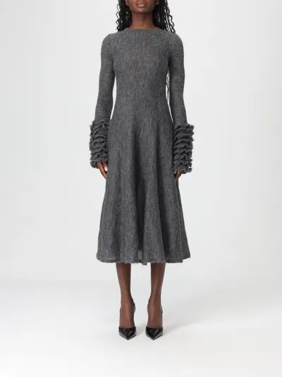 Alaïa Ruffled Mohair-blend Midi Dress In Gray