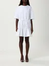 Alaïa Womens Ruffled Short-sleeves Cotton Mini Dress Blanc In White