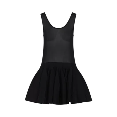 Alaïa Knitted Minidress In Noir Alaia