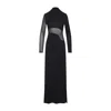 Alaïa Long Sleeve Backless Sheer Panel Dress In Black