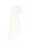 Alaïa Asymmetric Ray Ribbed One-shoulder Midi Dress In Blanc Naural