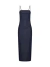 Alaïa Blue Spaghetti Strap Denim Midi Dress In Bleu Fonce