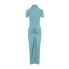 Alaïa Ruched Stretch-jersey Midi Dress In Blue