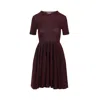 Alaïa Alaia Flared Dress With Short Sleeves In Burgundy