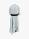 Alaïa Asymmetric Draped Leather-trimmed Cady Midi Dress In Green