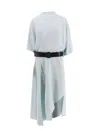 Alaïa Asymmetric Draped Leather-trimmed Cady Midi Dress In Green