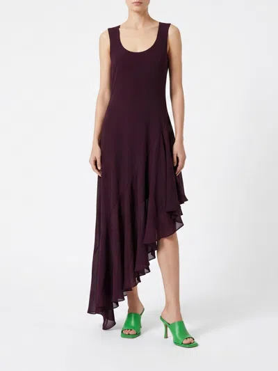 Alaïa Asymmetric Fluid Jersey Dress In Brown