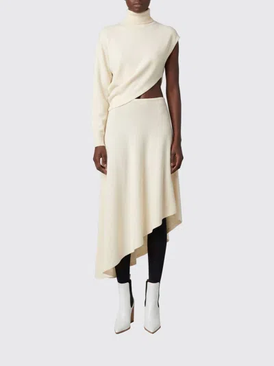 Alaïa Asymmetric Virgin Wool Dress  In Neutral
