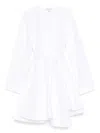 Alaïa Asym Belt Dress In Poplin In White