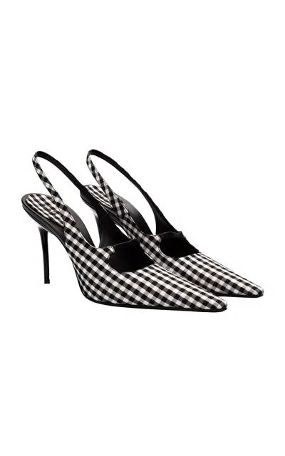 Alaïa Drop Gingham Slingback Pumps In Black