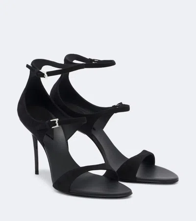 Alaïa Alaia The Drop Goatskin Open-toe Stiletto Sandals With Adjustable Ankle Strap In Black