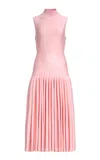 Alaïa Drop-waist Knit Cotton Midi Dress In Pink
